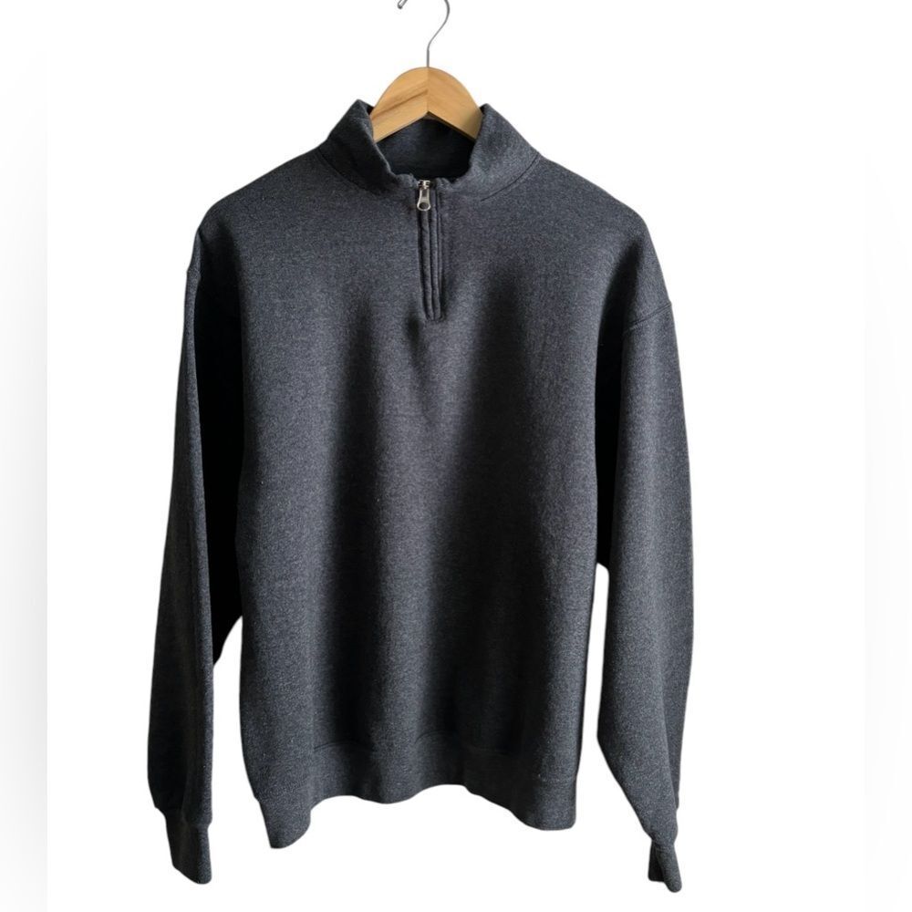 Jerzees Black Heather NuBlend® Fleece Quarter-Zip Pullover Size Large 2 0428